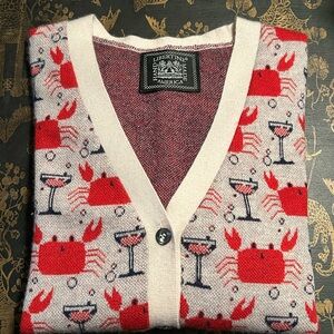Rare Libertine Crabs and Martinis 100% Cashmere Cardigan Sweater Medium